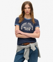 AthleticEssentialsBeachGraphicRingerT-shirtBlauwGrootte34