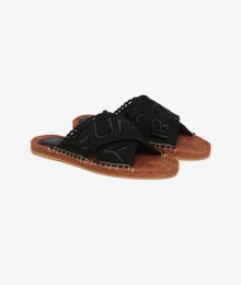EspadrilleSlippersmetGekruisteBandjesBlackGrootte34