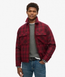 SurplusGeruitWollenOvershirtmetRitsRoodGrootteL