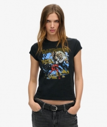 IronMaidenxSuperdryT-shirtmetKapmouwenZwartGrootte40