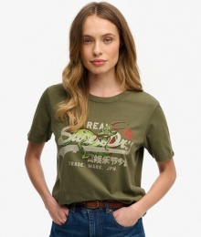 TokyoT-shirtmetVintageLogoenRelaxtePasvormGreenGrootte34