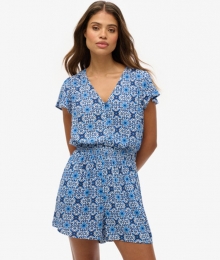 PlaysuitmetPrintenKorteMouwenBlueGrootte40