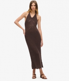 GehaakteMaxihalterjurkBruinGrootte36