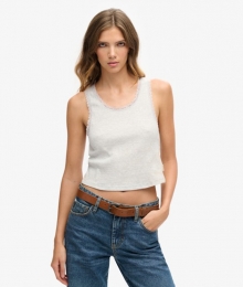 VintageTrimHemdjevanBiologischKatoenmetKantLichtgrijsGrootteSM