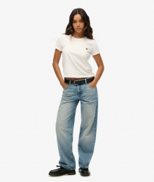 JeansmetWijdePijpenenMiddelhogeTailleBlueGrootte3432