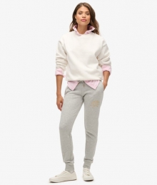 LuxeSlimfitJoggingbroekmetMetallicLogoLichtgrijsGrootte40