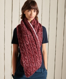 TweedColsjaalmetKabelpatroonRoodGrootte1SIZE