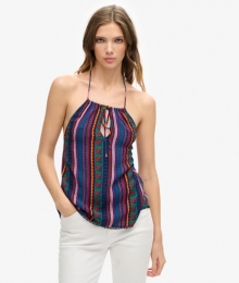 BeachHaltertopmetPrintBlauwGrootte36