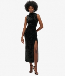 FluwelenMaxi-jurkZwartGrootte36