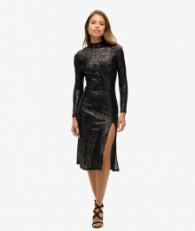 Midi-jurkmetPaillettenenBloterugZwartGrootte40
