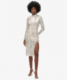 Midi-jurkmetOpenrugenLangeMouwenSilverGrootte38