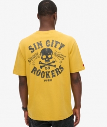 Lo-fiPunkGraphicT-shirtmetLossePasvormGeelGrootteM