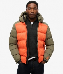 SportsPufferjasmetKleurvlakkenenCapuchonKhakiGrootteL