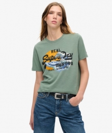 TokyoRelaxedT-shirtmetVintageLogoenPrintGroenGrootte38