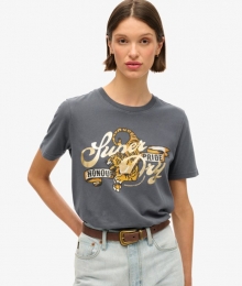 TattooT-shirtmetTekstenLossePasvormDonkergrijsGrootte36