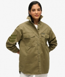 VerfraaidOversizedOverhemdinMilitaireStijlKhakiGrootte36