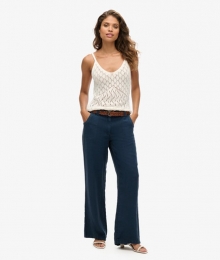 LinnenBroekmetLageTailleBlauwGrootte42