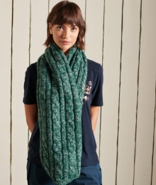 TweedColsjaalmetKabelpatroonGroenGrootte1SIZE