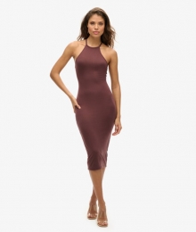 JerseyMidi-jurkmetT-rugBruinGrootte40