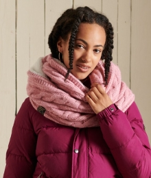 TweedColsjaalmetKabelpatroonRozeGrootte1SIZE