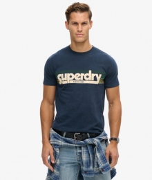 GestreeptTerrainT-shirtmetLogoBlauwGrootteM