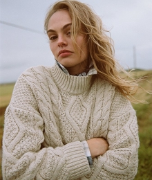 GebreideAranKabeltruimetPolokraagCrmeGrootte38