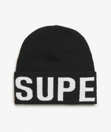 GebreideBeaniemetMerkdetailsZwartGrootte1SIZE