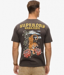 TattooT-shirtmetLossePasvormenGrafischePrintDonkergrijsGrootteM