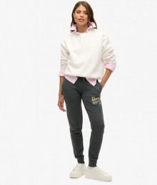 LuxeSlimfitJoggingbroekmetMetallicLogoDonkergrijsGrootte40