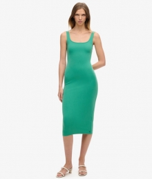 JerseyMidi-jurkmetVierkanteHalsGroenGrootte44