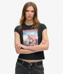 IronMaidenxSuperdryT-shirtmetKapmouwenZwartGrootte40