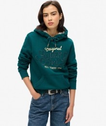 LuxeHoodiemetMetallicLogoGroenGrootte36