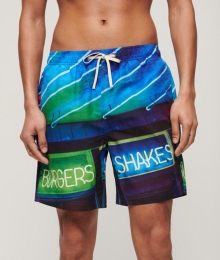 GerecycledeZwemshortmetFotoprint-43cmBlauwGrootteS