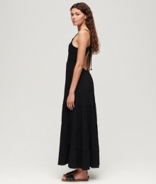 GesmokteMaxi-cami-jurkZwartGrootte40