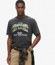 70sRockbandT-shirtmetGrafischePrintZwartGrootteM