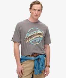 70sRockbandT-shirtmetGrafischePrintBlauwGrootteL
