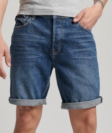 VintageShortvanBiologischKatoenmetRechtePijpenDonkerblauwGrootte30