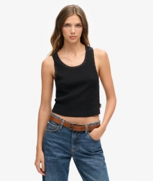 VintageTrimHemdjevanBiologischKatoenmetKantZwartGrootteML