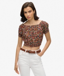 KortetopmetKorteMouwenenSmokwerkBruinGrootte44