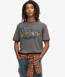 70sRockbandT-shirtmetGrafischePrintDonkergrijsGrootteL