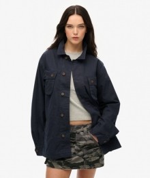 OversizedOverhemdjackinMilitaireStijlBlauwGrootteXL