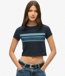 KortVintageT-shirtmetStrepenBlauwGrootte44