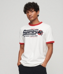 CoreLogoAmericanClassicT-shirtmetContrasterendeBiezenWitGrootteL