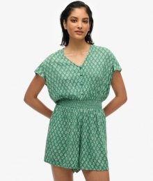 PlaysuitmetPrintenKorteMouwenGreenGrootte40