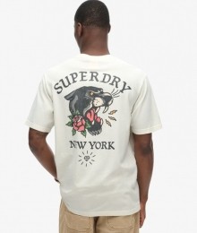 TattooT-shirtmetLossePasvormenPrintopdeAchterkantWitGrootteM