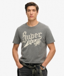 VintageCollegeT-shirtmetGeschrevenOpdrukDonkergrijsGrootteM