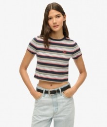 KortVintageT-shirtmetStrepenBlauwGrootte42