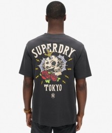 TattooT-shirtmetLossePasvormenPrintopdeAchterkantZwartGrootteM