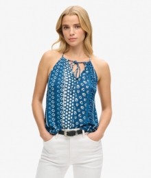 BeachHaltertopmetPrintBlauwGrootte42