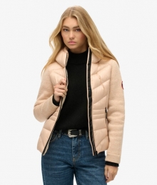 GebreideHybridStormjasmetCapuchonBeigeGrootte36